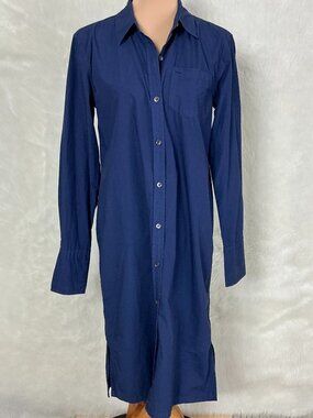 Alex Mill Blue Cotton Collared Button Front Shirt Dress S